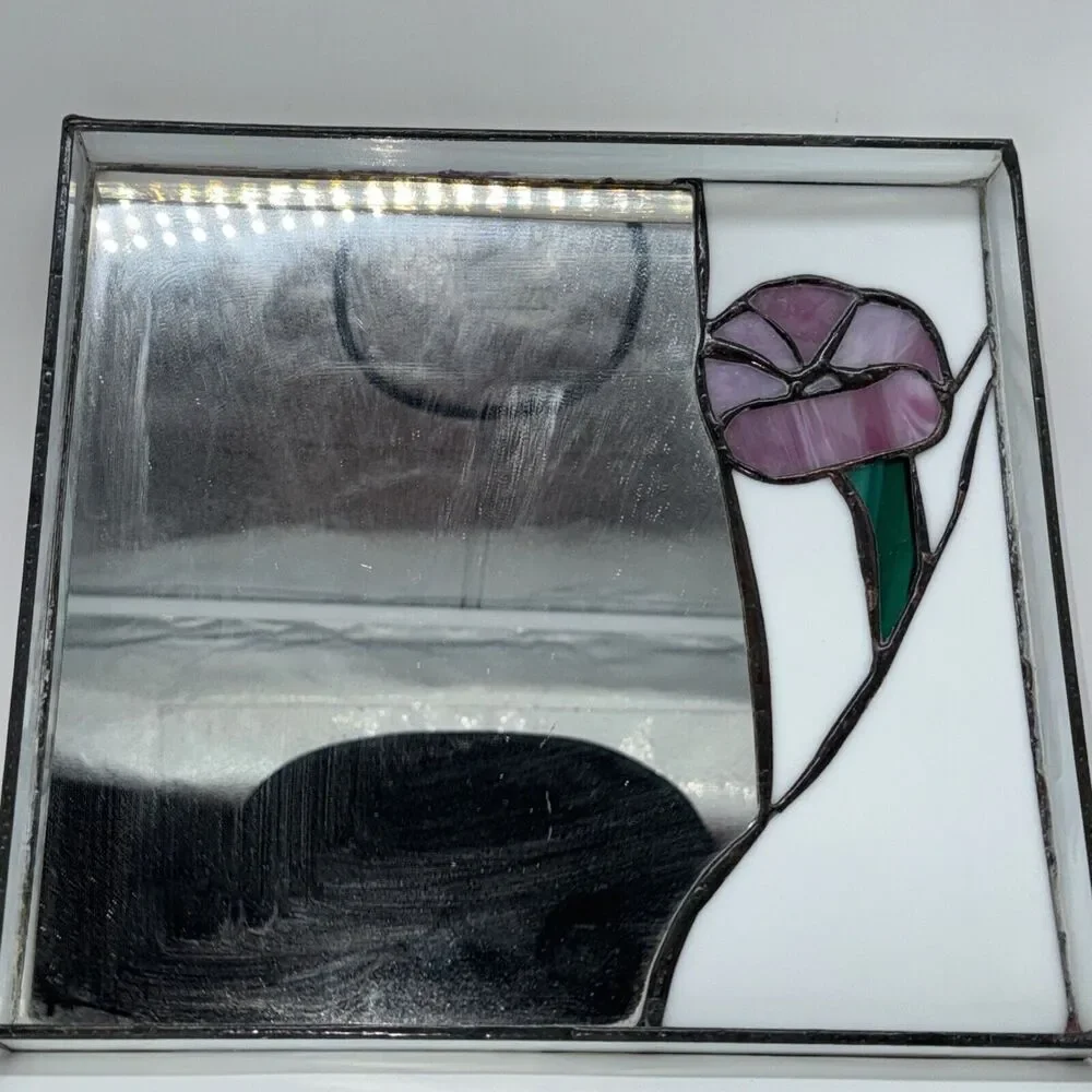 Handmade‎ Stained Glass Square Vanity Mirror Tray 10x10